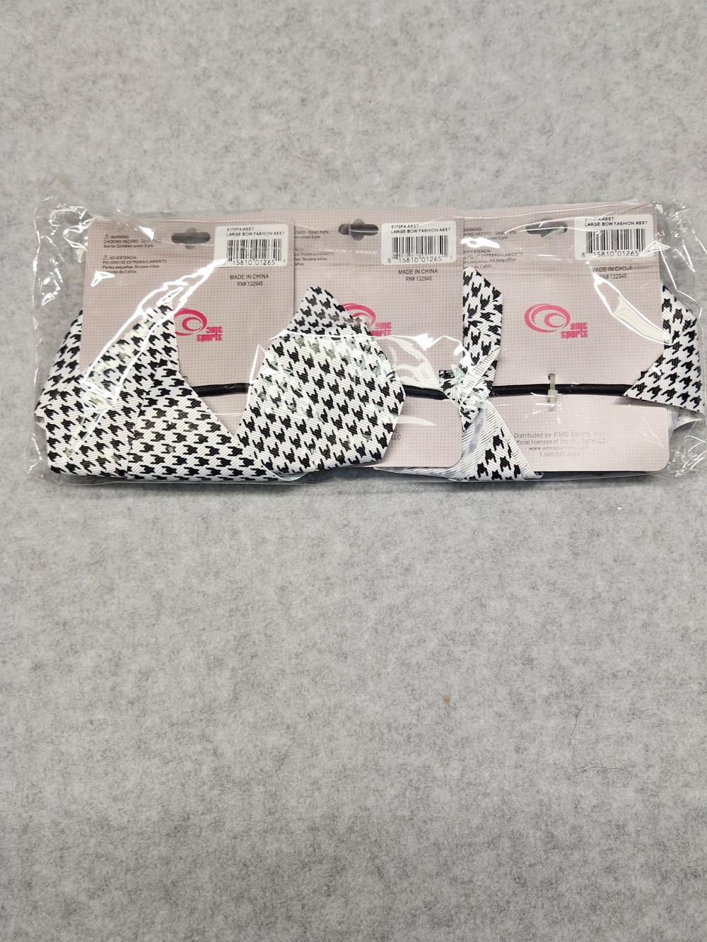 3 Pack-Soffe Black & White Houndstooth Hair Bow - Picture 6 of 6